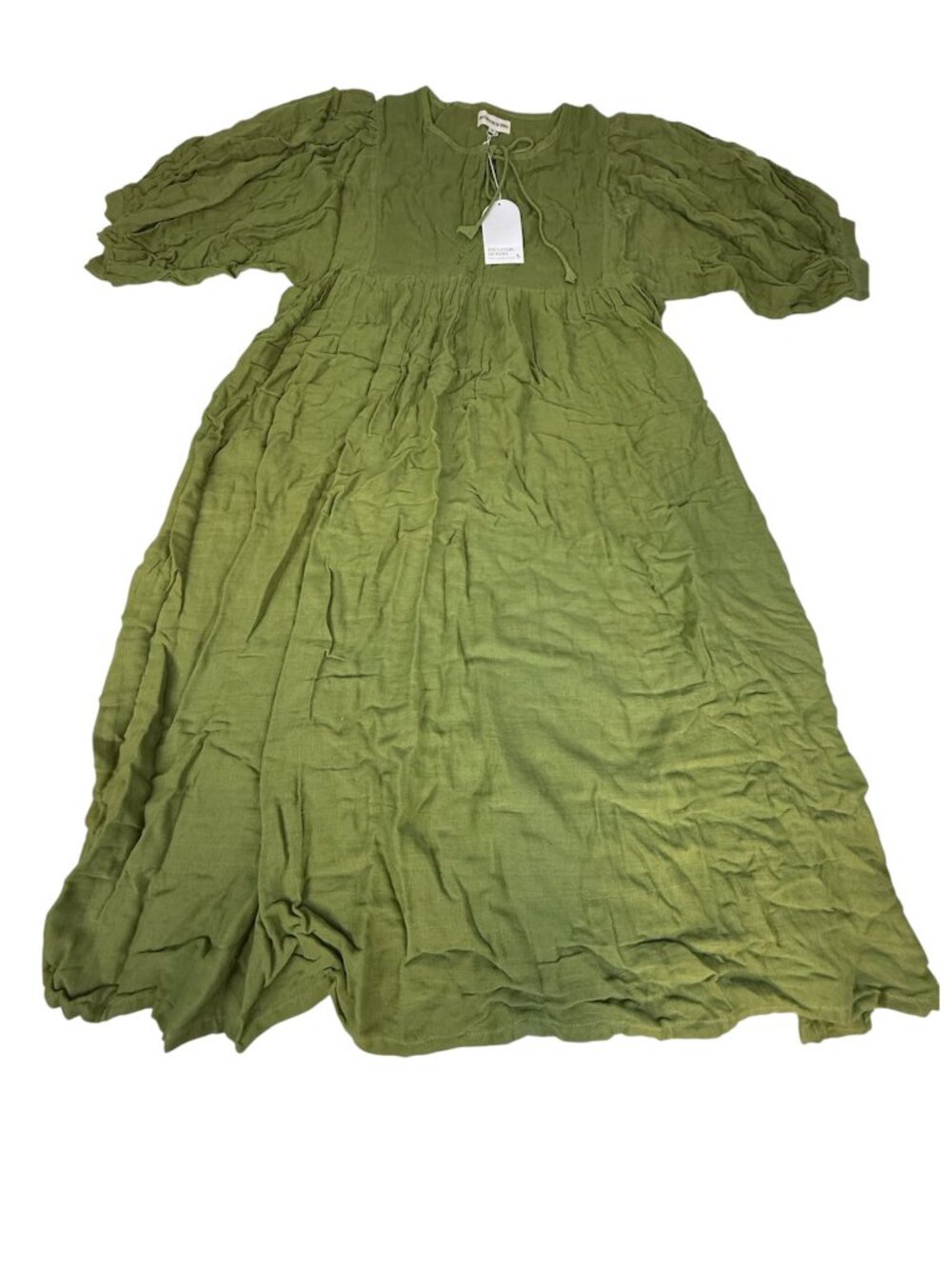 Daughters of India Olive Green Kyra Midi Dress OJ-45